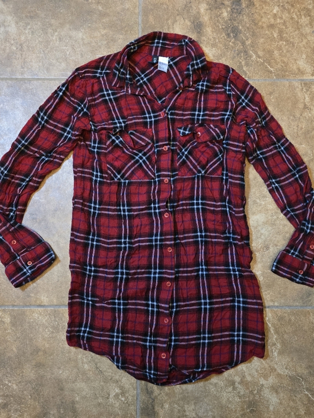 Red Plaid | DIVIDED | Long Button Down